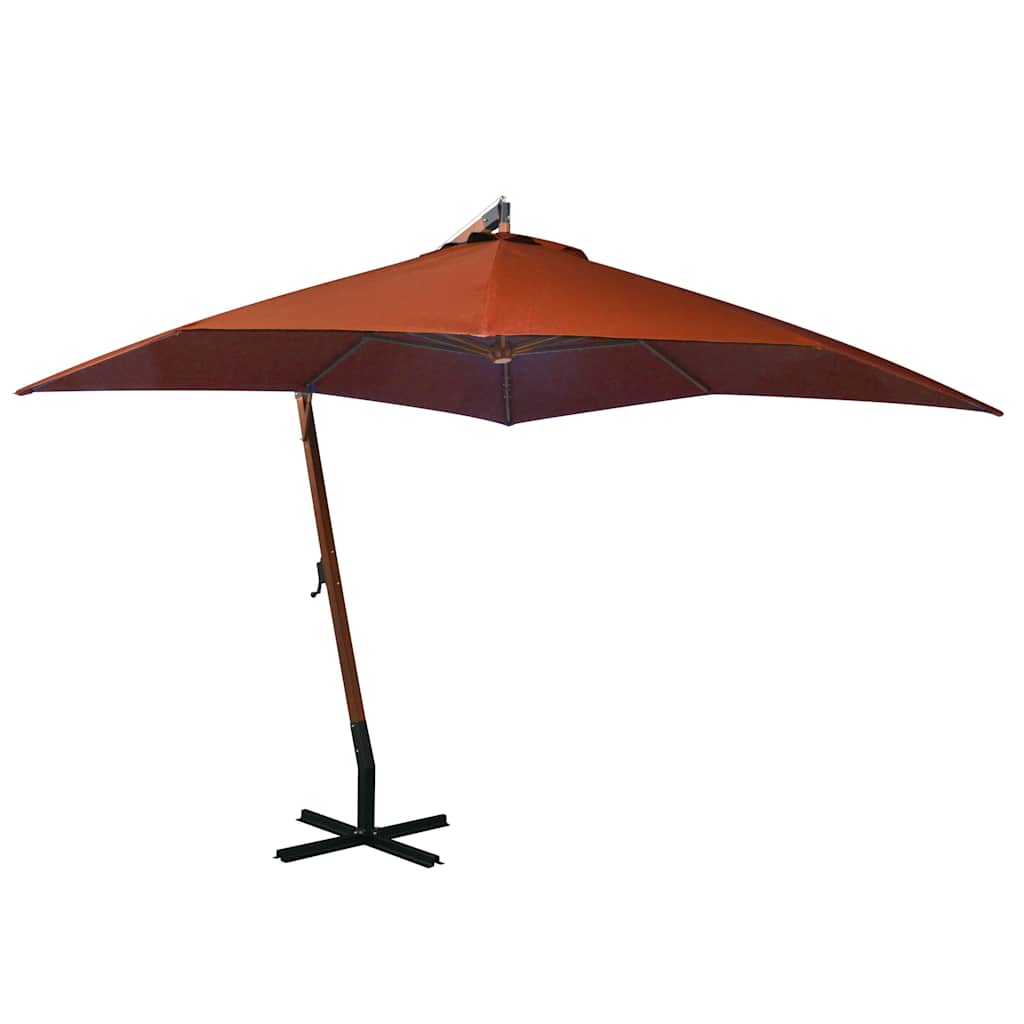 Vidaxl Parasol flottant avec pôle 3x3 m de pin massif en terre cuite en terre cuite brillante