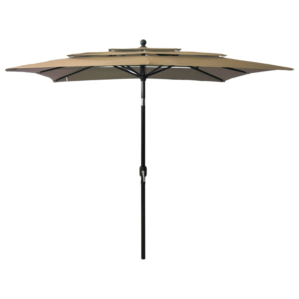 Vidaxl parasol 3 couches avec poteau en aluminium 2,5x2,5 m taupe