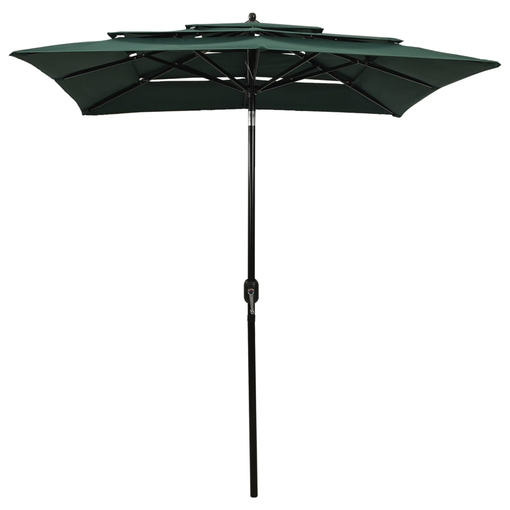 Vidaxl parasol 3 couches avec poteau en aluminium 2x2 m vert