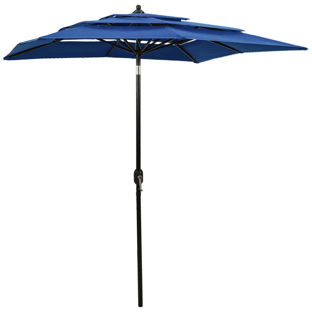 Vidaxl parasol 3 couches avec poteau en aluminium 2x2 m azure bleu