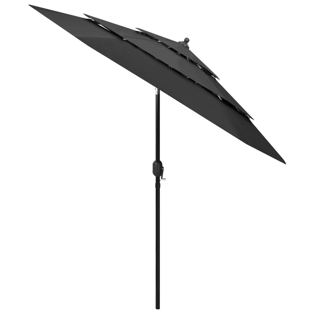 Vidaxl parasol 3 couches avec poteau en aluminium 2,5 m de couleur anthracite