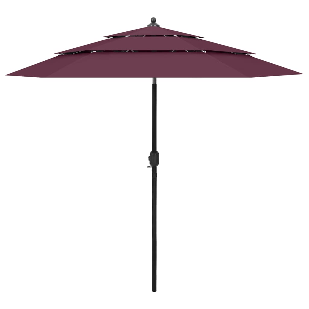Vidaxl parasol 3 couches avec poteau en aluminium 2,5 m rouge bordeaux