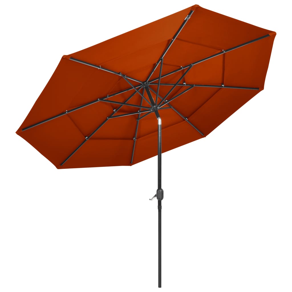 Vidaxl parasol 3 couches avec poteau en aluminium 3 m de couleur terre cuite
