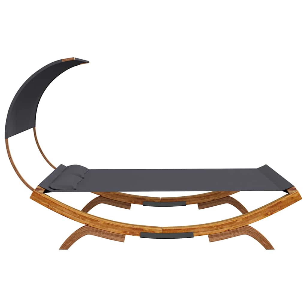 Vidaxl loungebed met luifel 165x203x126 cm gebogen hout antracietkleur