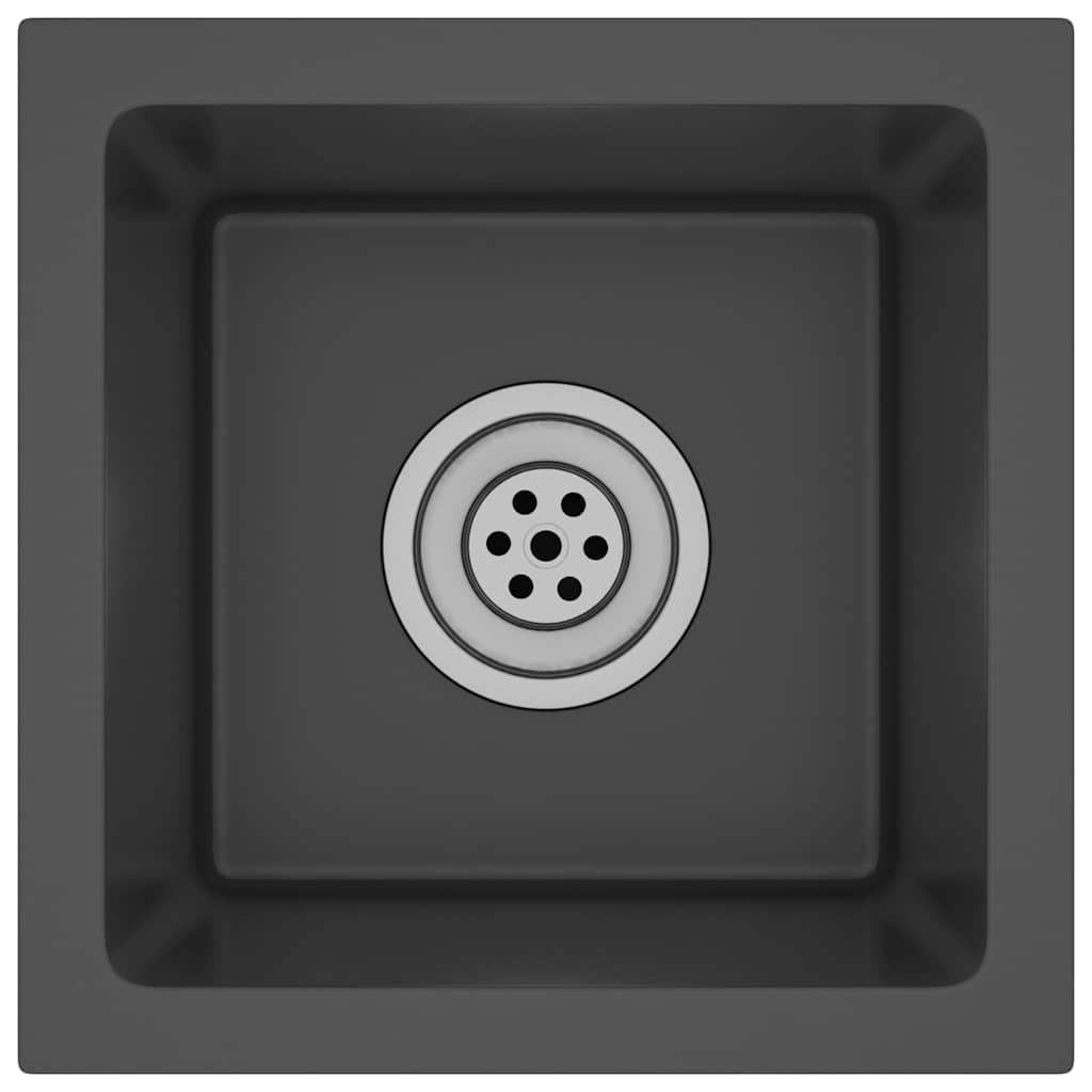 Puits vidaxl à la main en acier inoxydable noir