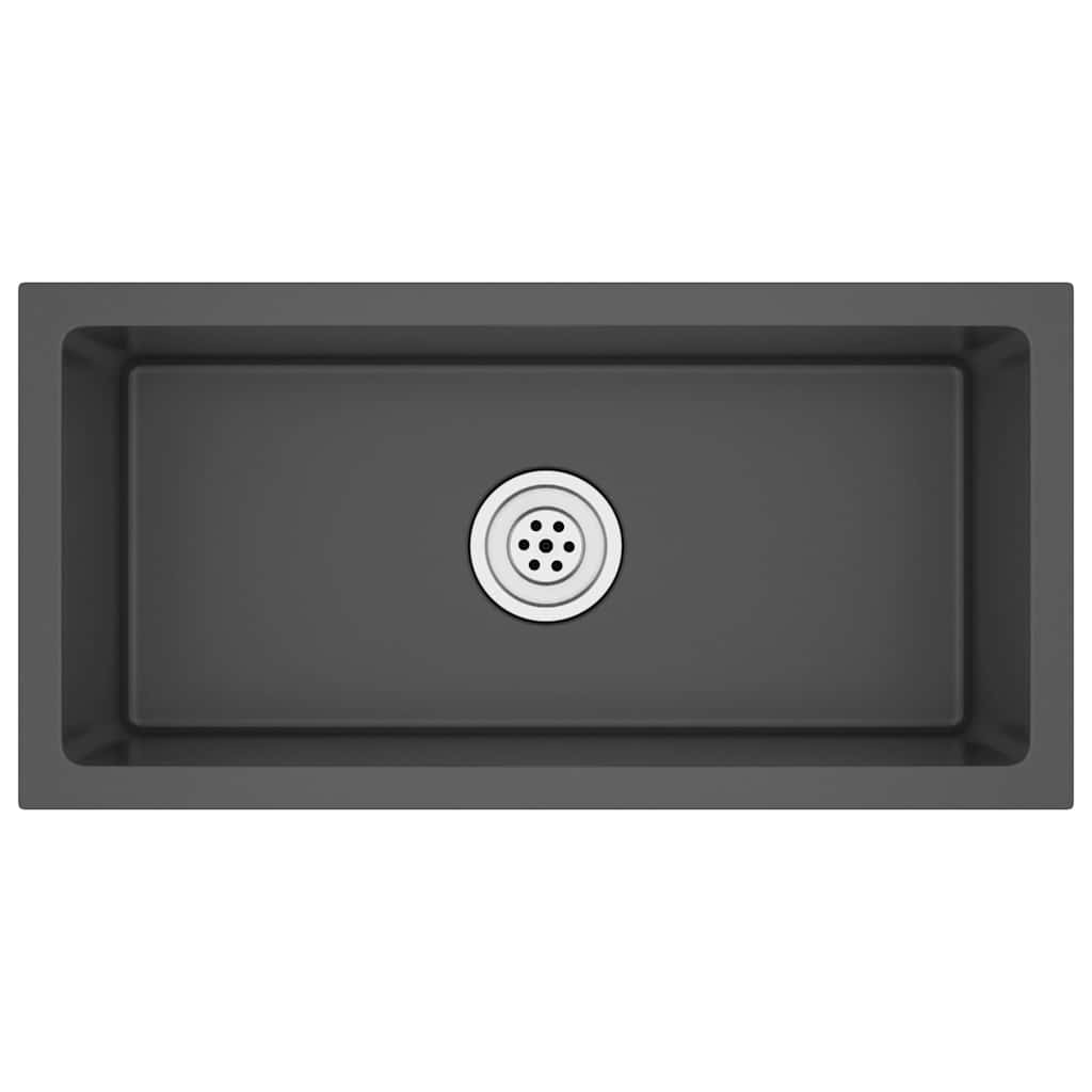 Puits vidaxl à la main en acier inoxydable noir