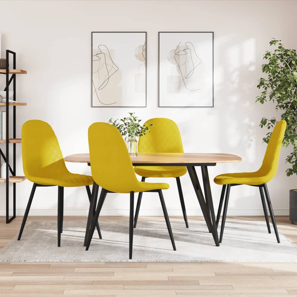 Vidaxl eetkamerstoelen 4 st fluweel mosterdgeel