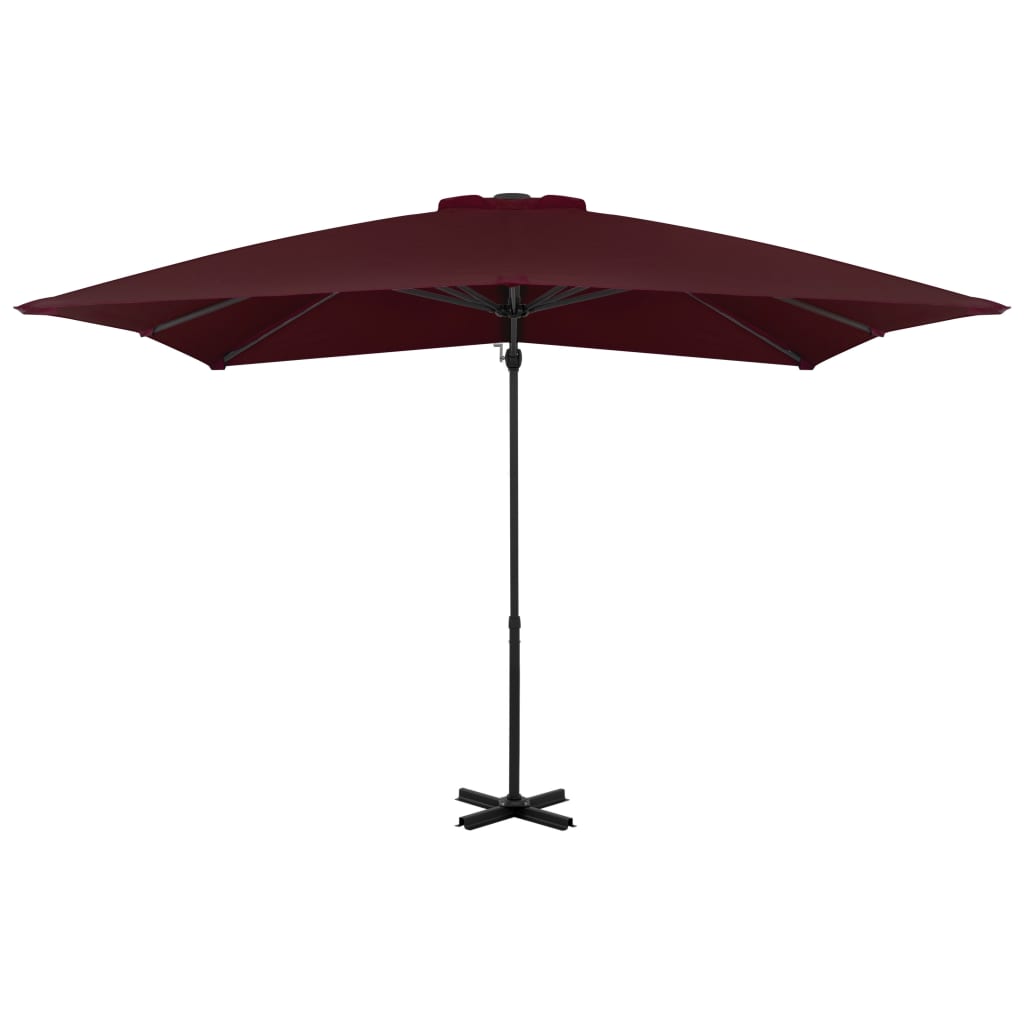 Vidaxl Parasol flottant avec poteau en aluminium 250x250 cm rouge bordeaux