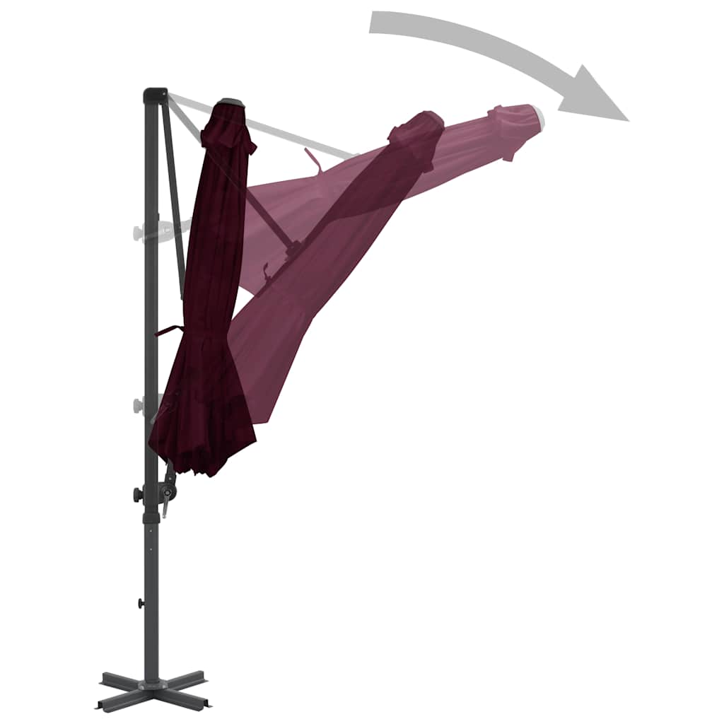 Parasol flottant vidaxl avec poteau en aluminium 300 cm rouge