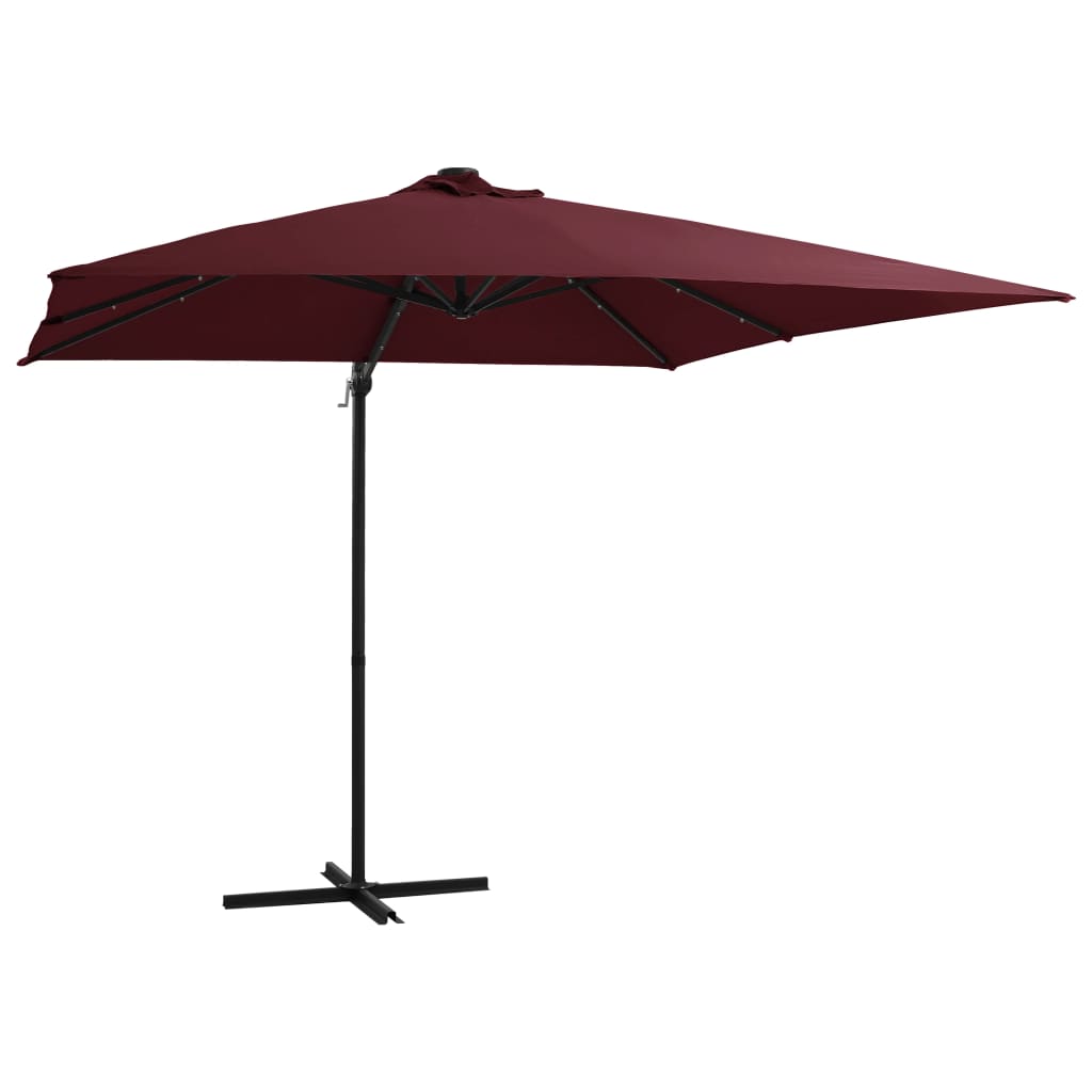 Parasol flottant vidaxl avec éclairage LED 250x250 cm rouge Bordeaux