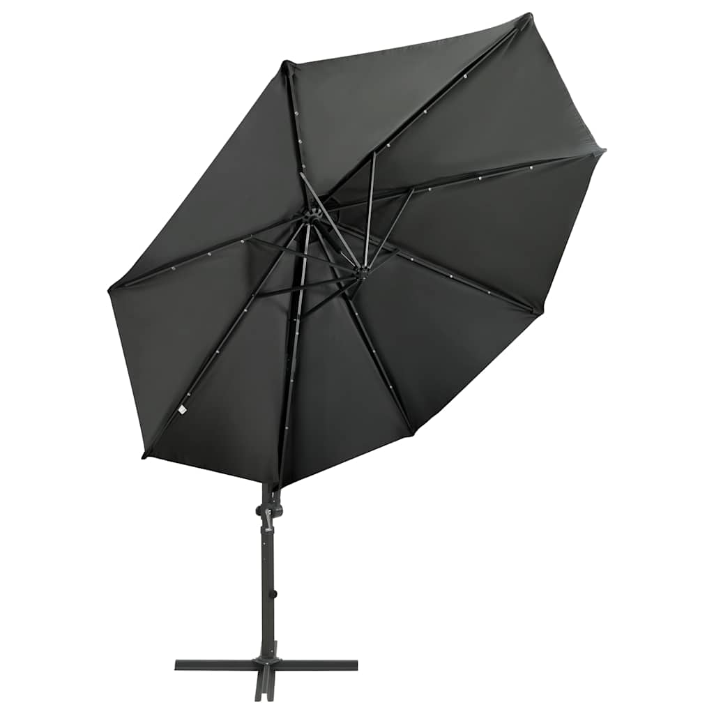 Vidaxl Parasol flottant avec poteau et éclairage LED Couleur anthracite de 300 cm