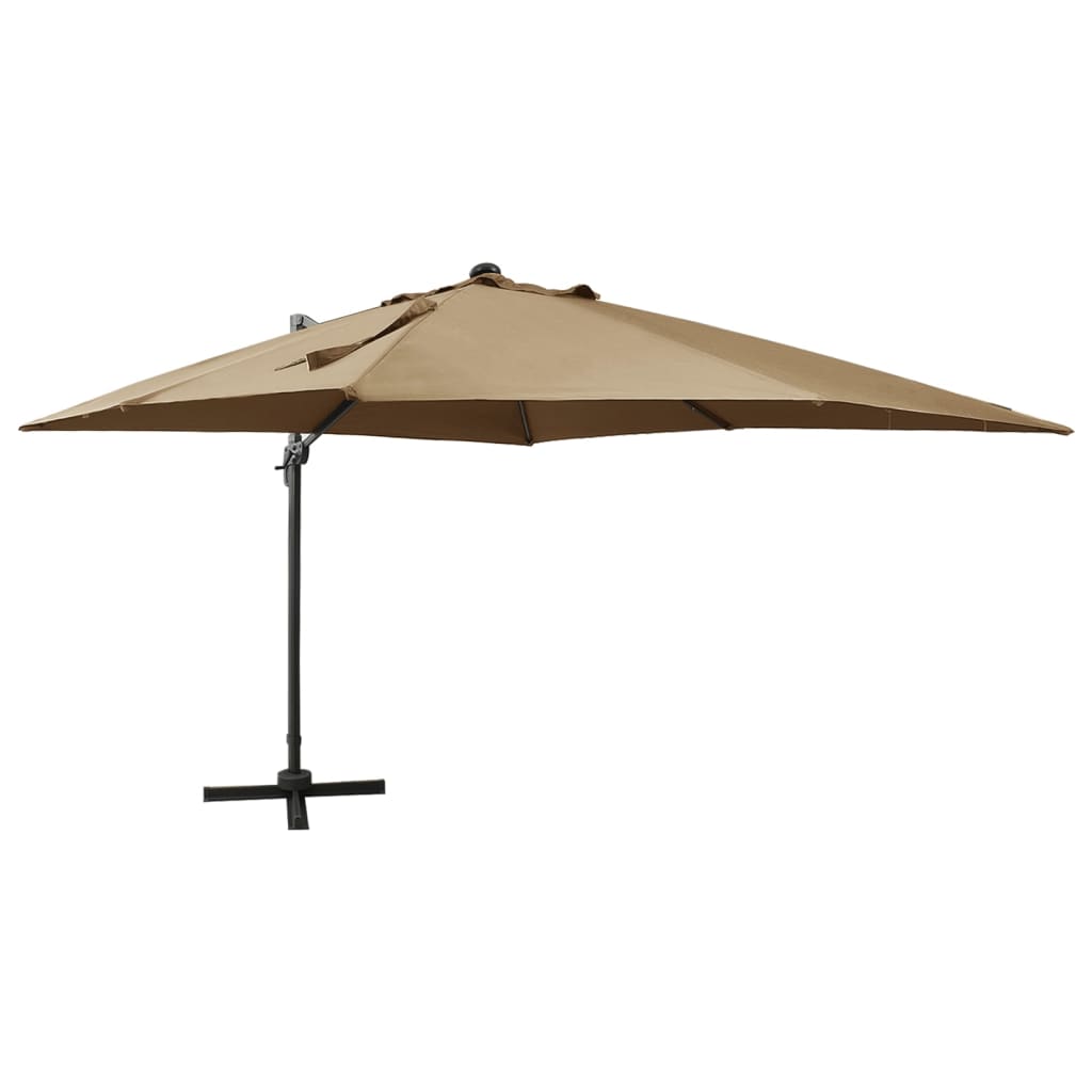 Vidaxl Parasol flottant avec poteau et éclairage LED 300 cm taupe