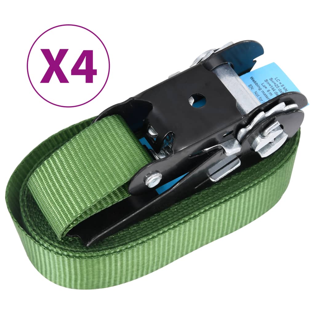 Sangles de tension VidaXL 4 pcs 800 puis 6 m vert