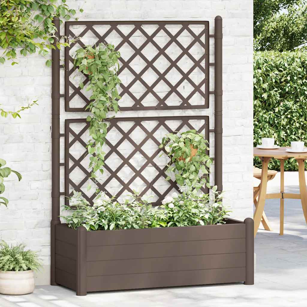 Jardinière Vidaxl avec Latwerk 100x43x142 cm PP mokka