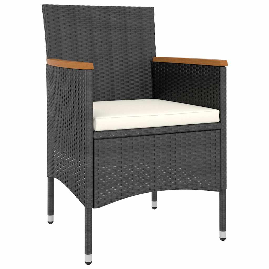 Vidaxl 5-delige bistroset poly rattan en massief acaciahout zwart