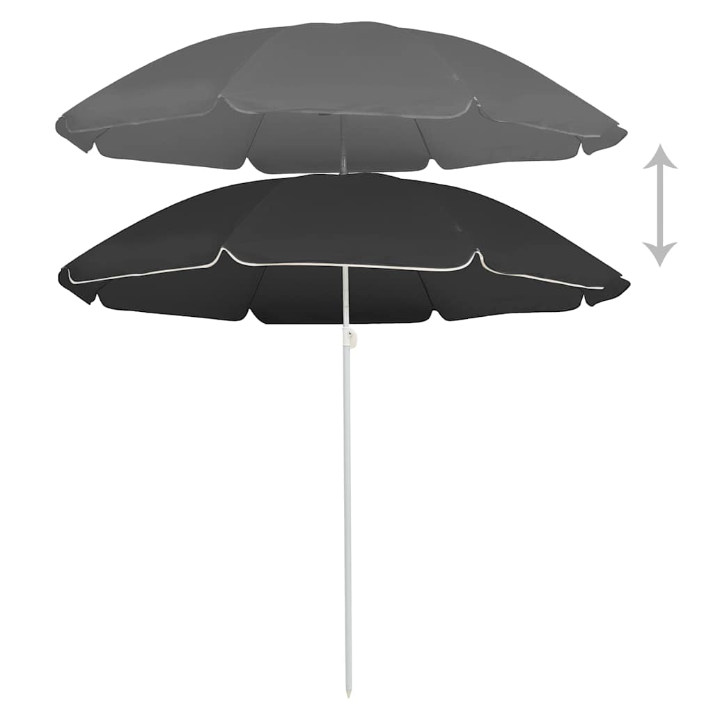 Vidaxl parasol avec poteau en acier 180 cm anthracite -colored