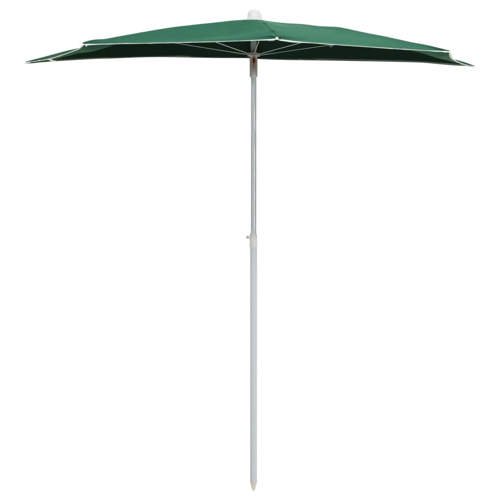 Vidaxl parasol moitié avec le poteau 180x90 cm vert