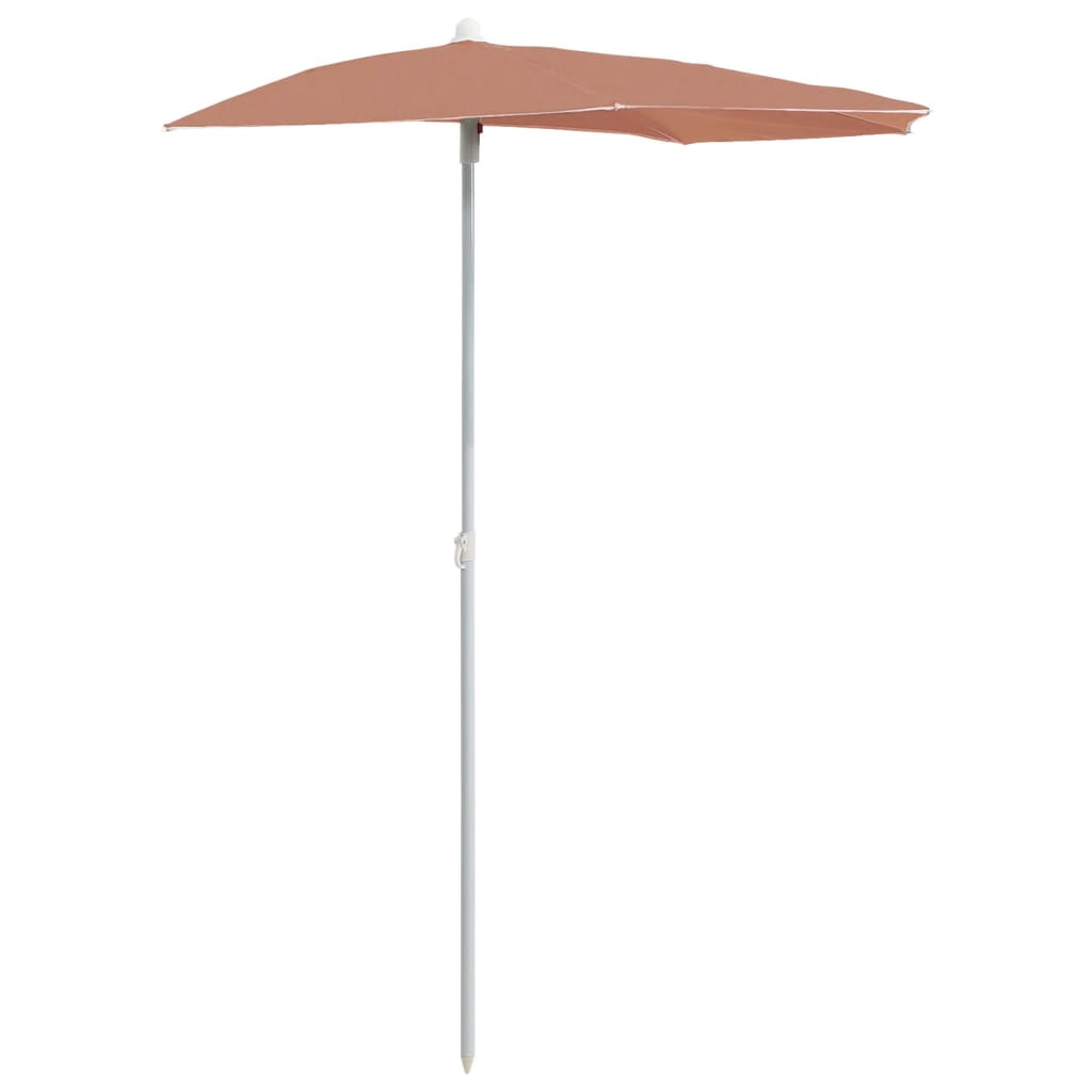 Vidaxl parasol moitié avec une pôle 180x90 cm en terre cuite -colored