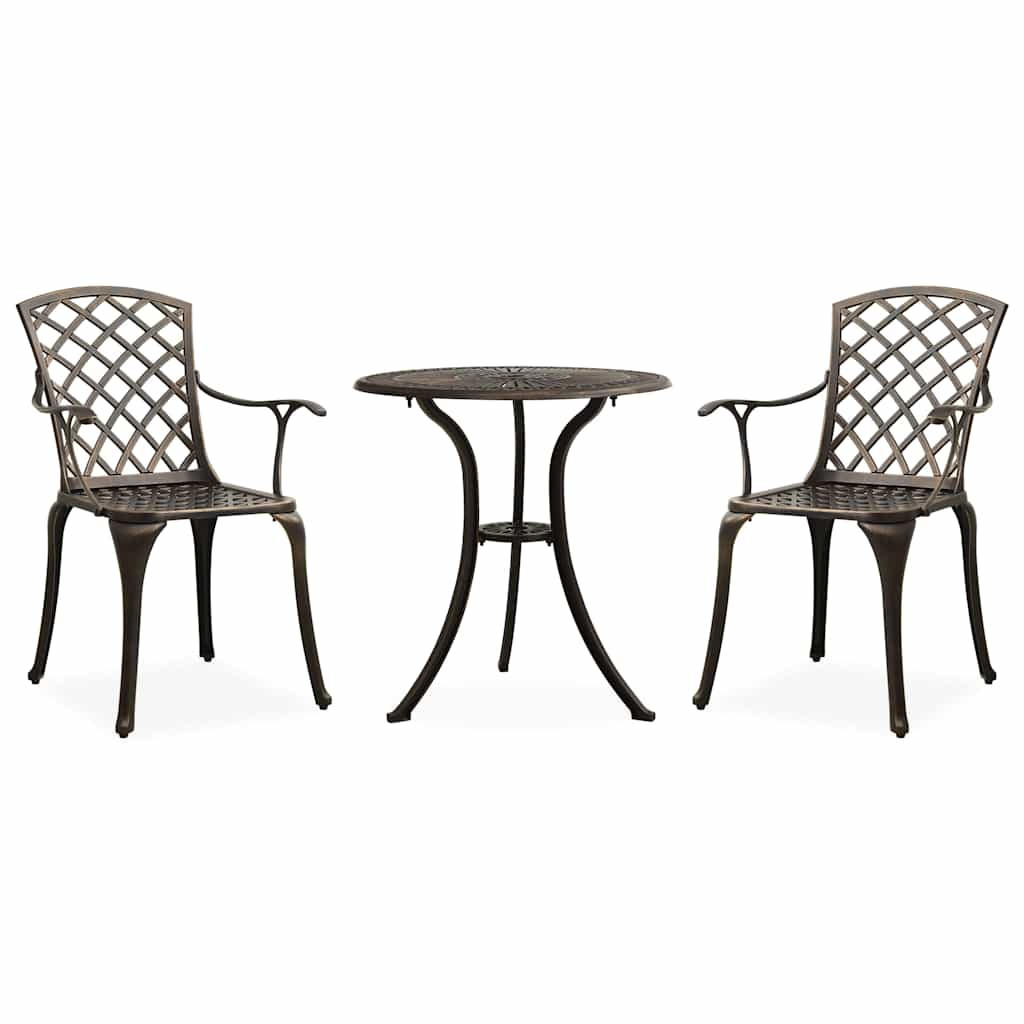Vidaxl 3-delige bistroset gietaluminium bronskleurig