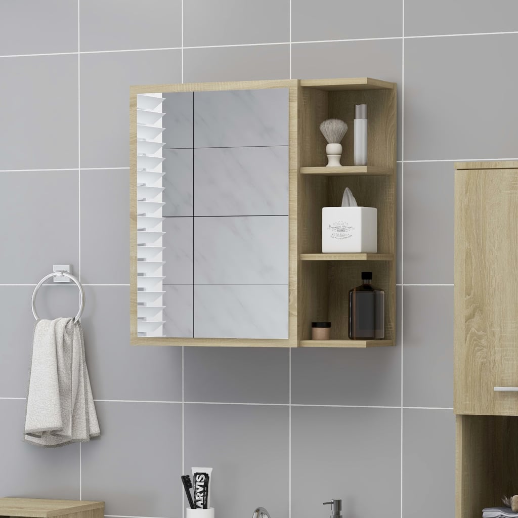 Vidaxl badkamerspiegelkast 62,5x20,5x64 cm bewerkt hout sonoma eiken
