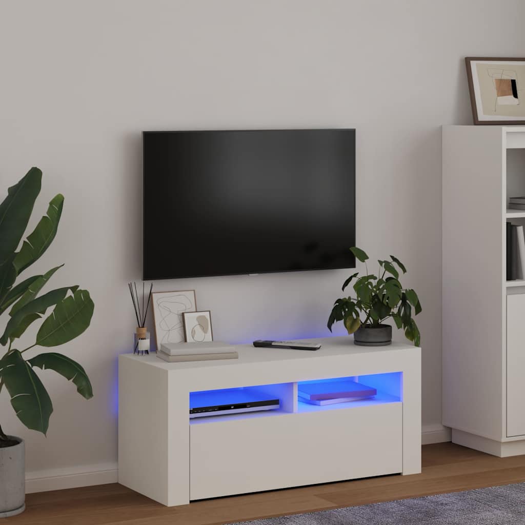 Vidaxl tv-meubel met led-verlichting 90x35x40 cm wit