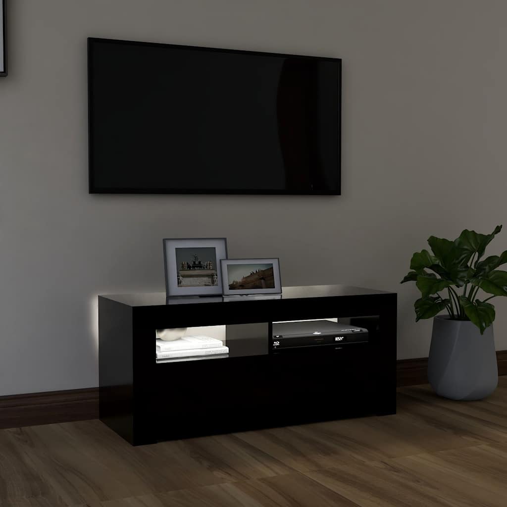 Vidaxl tv-meubel met led-verlichting 90x35x40 cm zwart