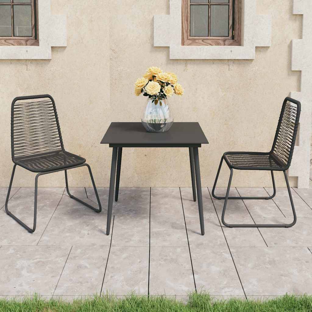 Vidaxl 3-delige tuinset pvc-rattan zwart
