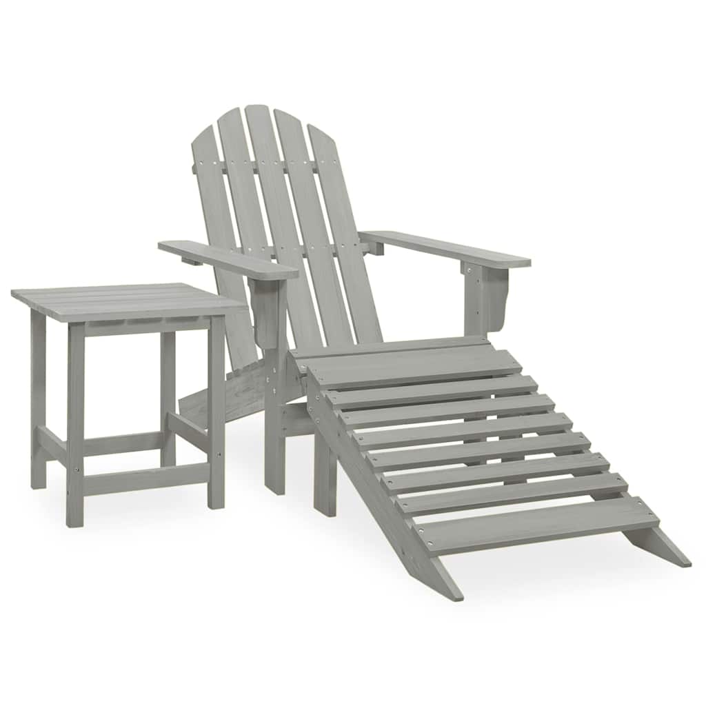 Vidaxl tuinstoel adirondack voetenbank tafel massief vurenhout grijs