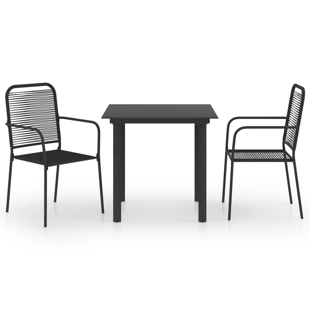 Vidaxl 3-delige tuinset glas en staal zwart