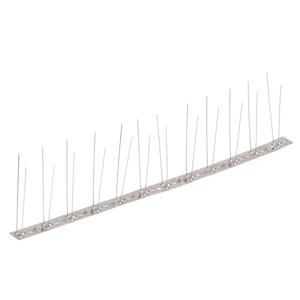 Épingles d'oiseau et de pigeon Vidaxl avec 2 rangées de 20 pcs 10 m en acier inoxydable