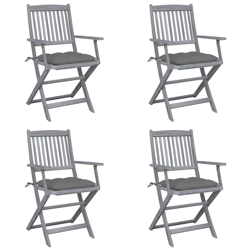 Vidaxl tuinstoelen 4 st inklapbaar met kussens massief acaciahout