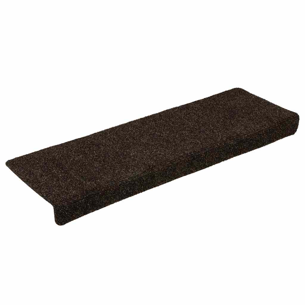 VidaXL tapis d'escalier auto-adhésifs 15 pièces 65x21x4 cm bord rectangulaire marron foncé