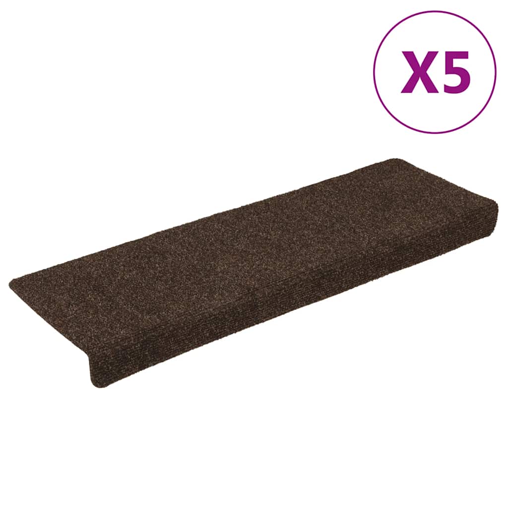Vidaxl Mat à escalier auto-adhésif 15 pièces 65x21x4 cm bord rectangulaire brun