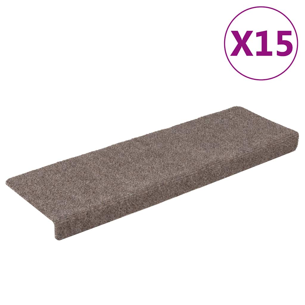 Vidaxl Mat à escalier auto-adhésif 15 pièces 65x21x4 cm bord rectangulaire beige 65x21x4 cm