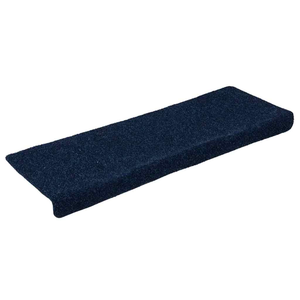 Vidaxl Mat à escalier auto-adhésif 15 pièces 65x21x4 cm bleu marine avec bord rectangulaire