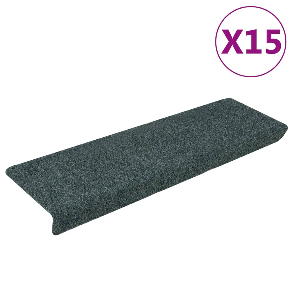 Vidaxl Mat à escalier auto-adhésif 15 pièces 65x21x4 cm Green Rectangular Edge