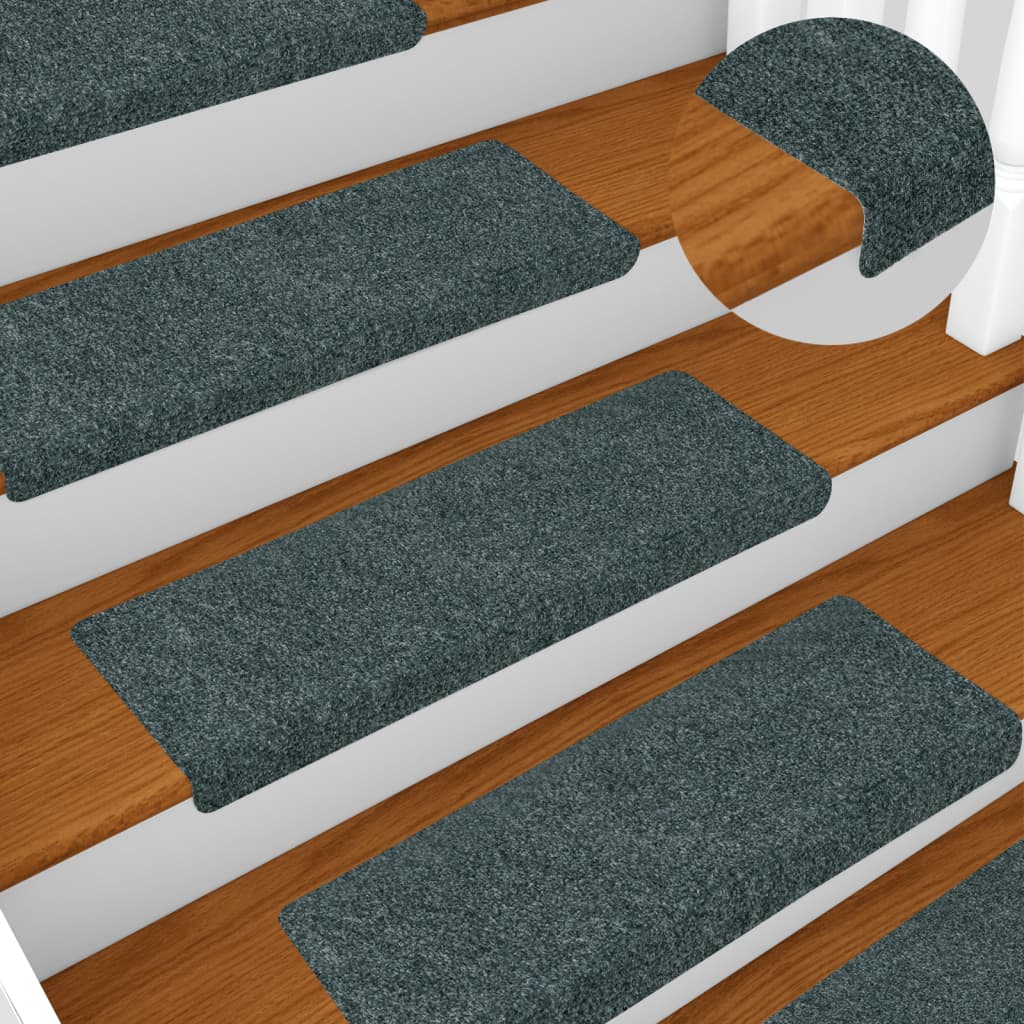 Vidaxl Mat à escalier auto-adhésif 15 pièces 65x21x4 cm Green Rectangular Edge