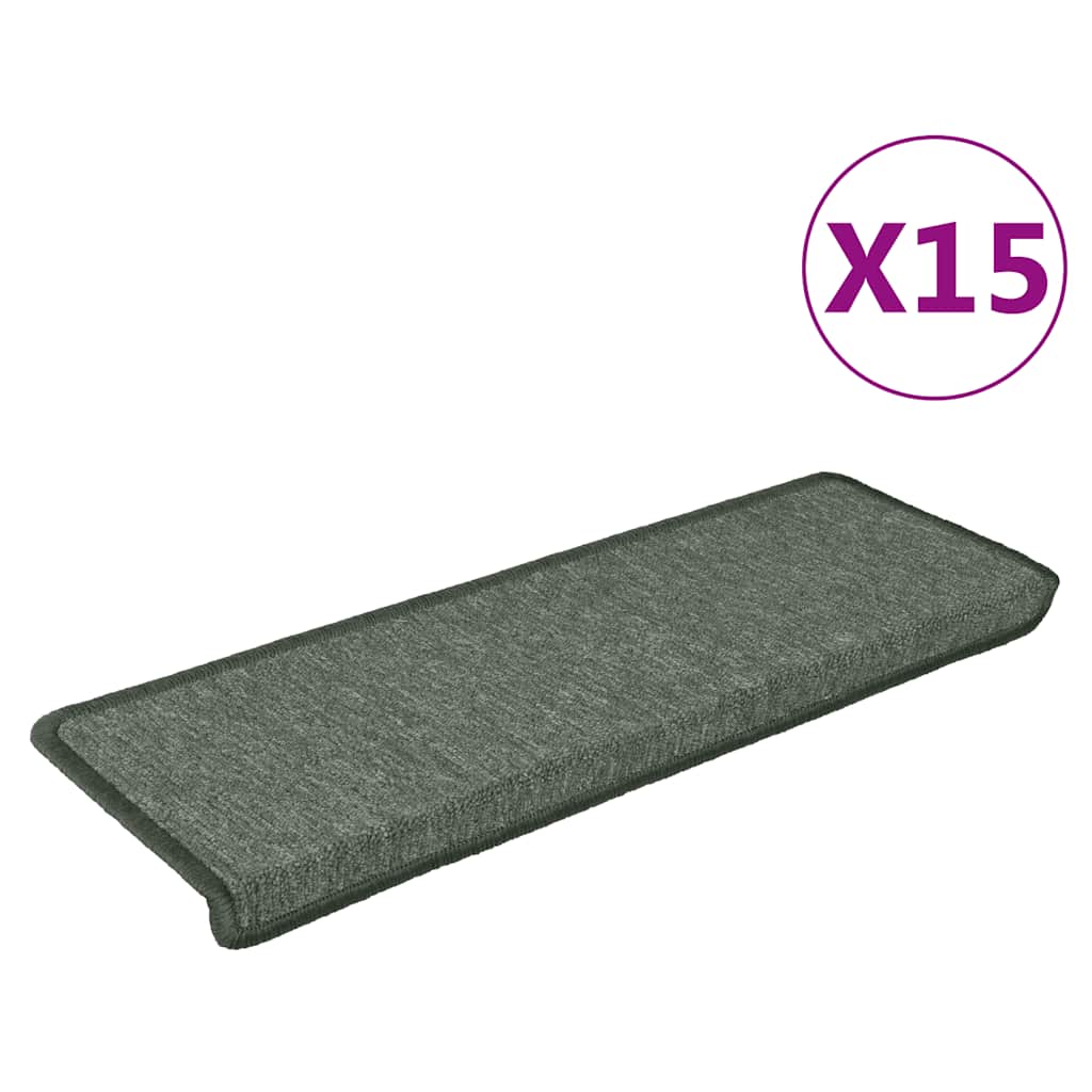 Mattes d'escalier Vidaxl 15 ST 65X21X4 CM ENDEMENT RECTANGULAIRE GREEN DROHT