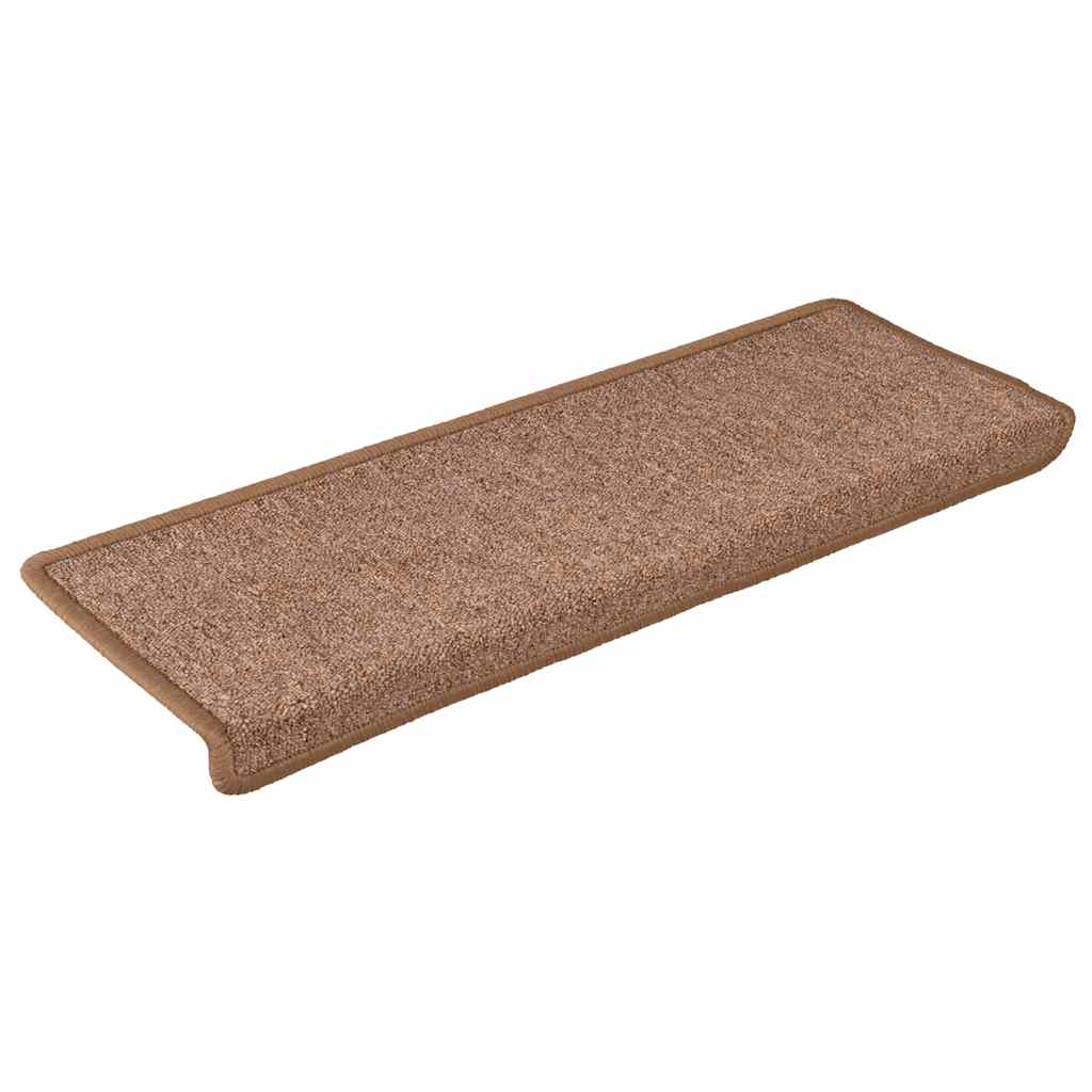 Tapis d'escalier vidaxl 15 st 65x21x4 cm bord rectangulaire brun