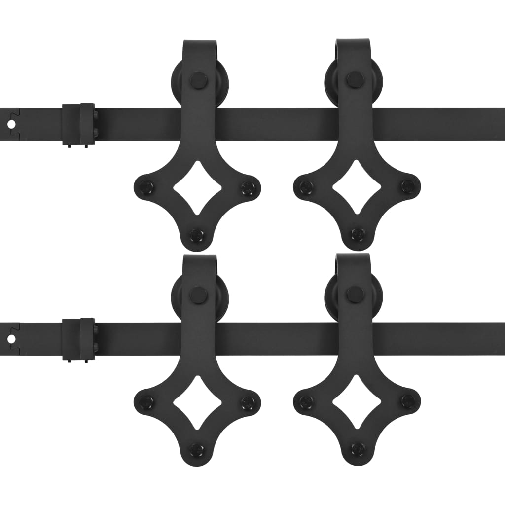 Ensembles de matériel Vidaxl pour les portes coulissantes 2 st 200 cm en acier noir