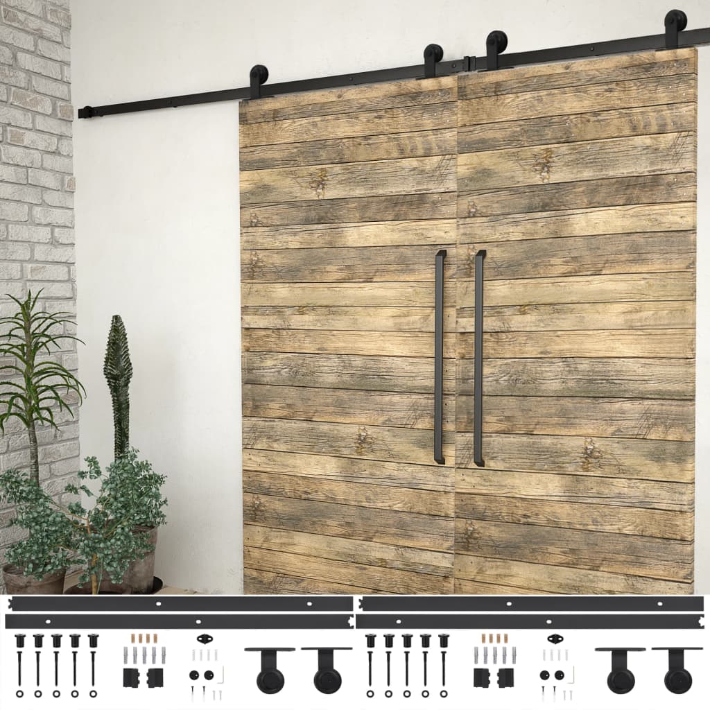 Ensembles de pâte Vidaxl pour la porte coulissante 2 st 183 cm en acier noir