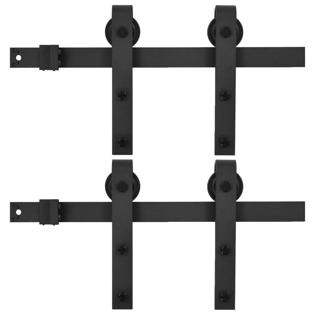 Ensembles de matériel Vidaxl pour les portes coulissantes 2 st 183 cm en acier noir