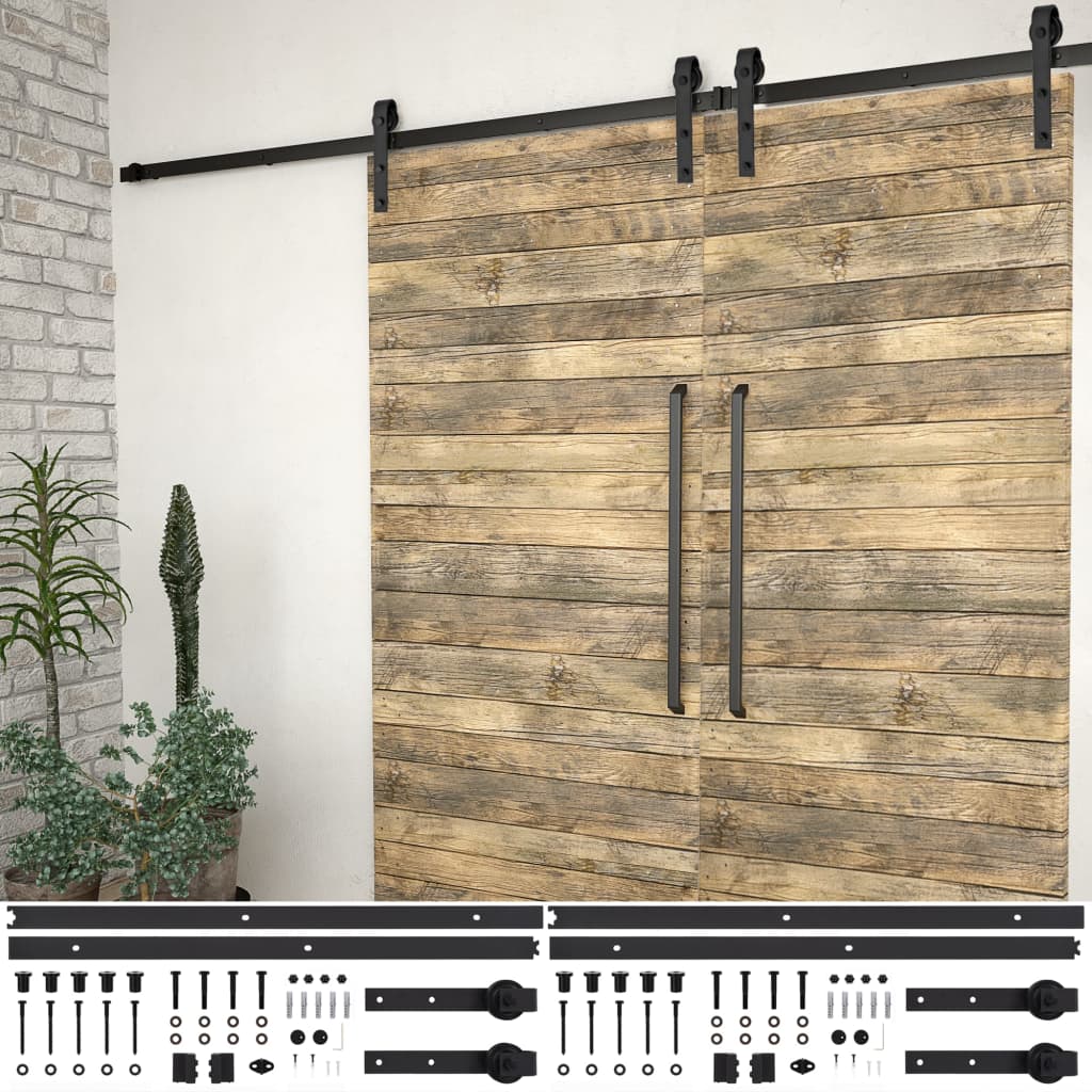 Ensembles de matériel Vidaxl pour les portes coulissantes 2 st 183 cm en acier noir