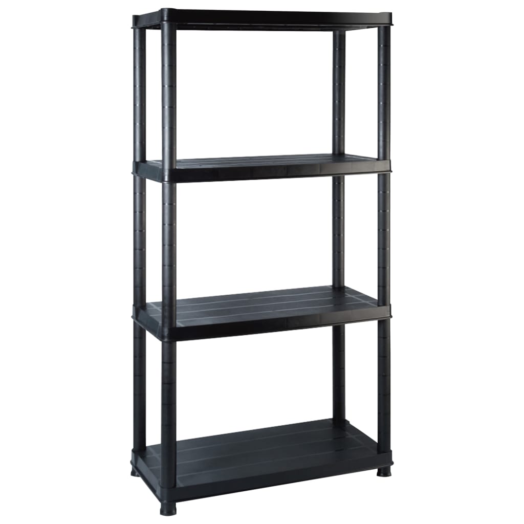 Rack de stockage Vidaxl 4 couches 244x30.5x130 cm Noir en plastique