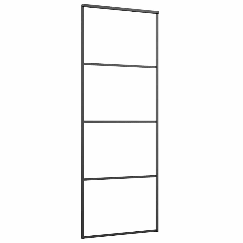 Vidaxl Porte coulissante 76x205 cm en aluminium et en verre ESG noir