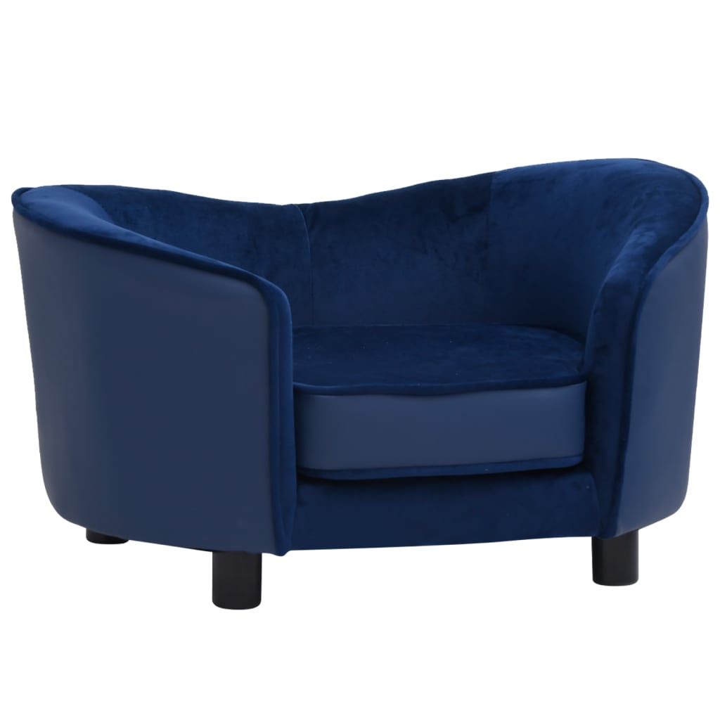 Vidaxxl canapé pour chien 69x49x40 cm peluche et cuir artificiel bleu