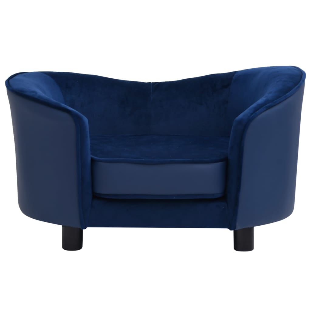 Vidaxxl canapé pour chien 69x49x40 cm peluche et cuir artificiel bleu