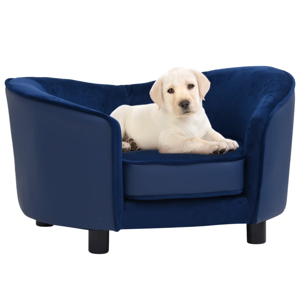 Vidaxxl canapé pour chien 69x49x40 cm peluche et cuir artificiel bleu