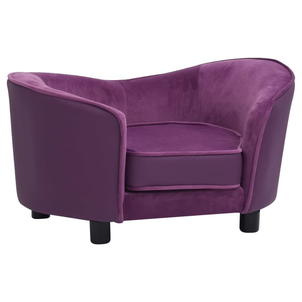 Vidaxxl canapé pour chien 69x49x40 cm peluche et cuir artificiel bordeaux