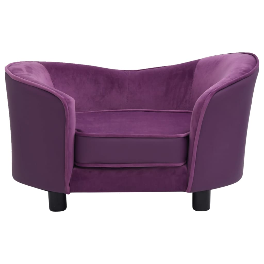 Vidaxxl canapé pour chien 69x49x40 cm peluche et cuir artificiel bordeaux